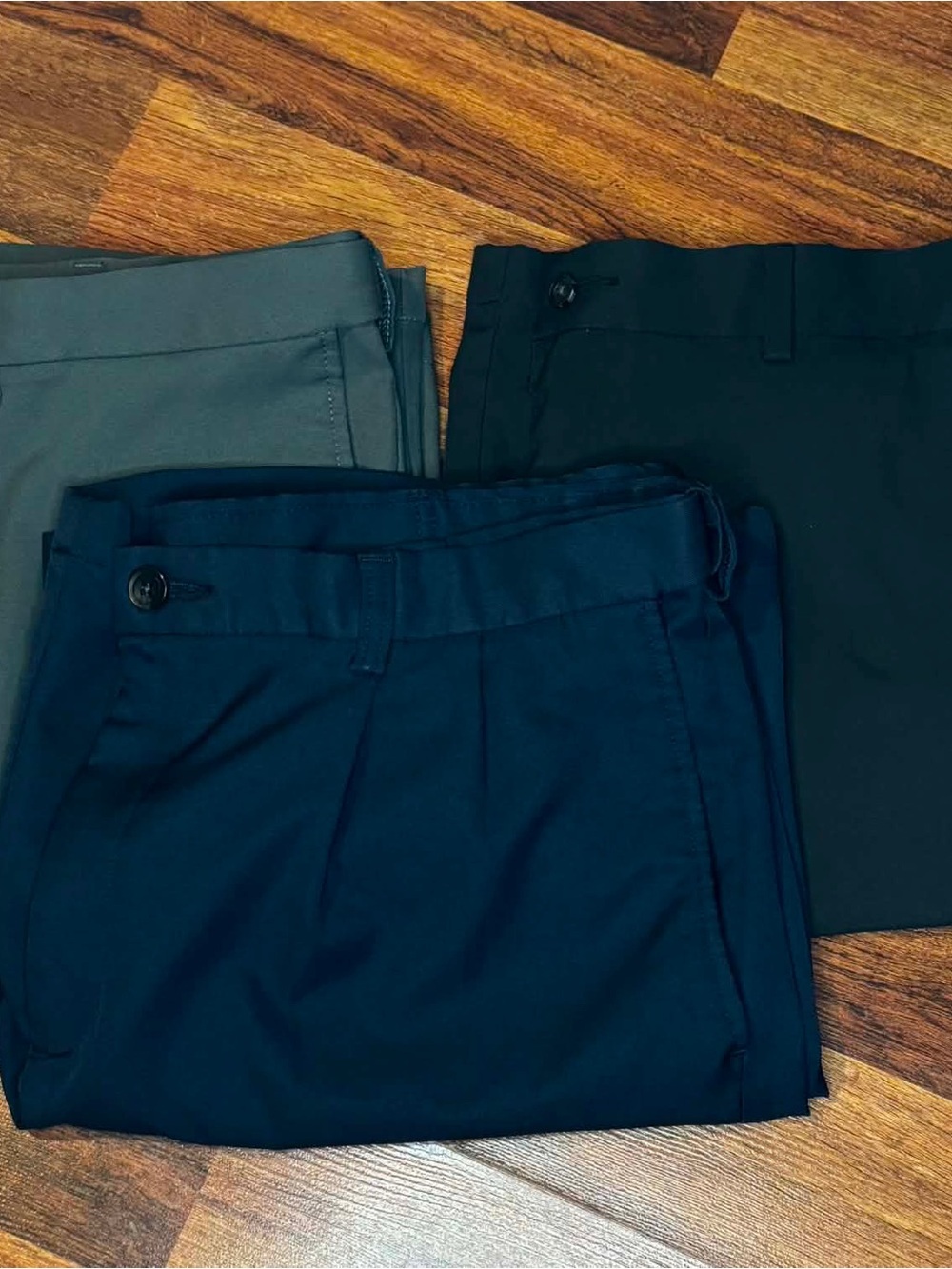 Grand Slam Men's Dress Pants Trio - Navy, Charcoal, Black